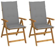 vidaXL Cadeiras jardim reclináveis c/ almofadões 2 pcs acácia maciça