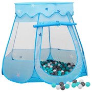 Tenda de brincar infantil com 250 bolas 102x102x82 cm azul