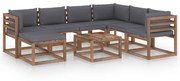 8 pcs conjunto lounge de jardim c/ almofadões antracite