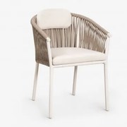 Cadeira De Jardim Empilhável Com Braços Em Alumínio E Corda Trançada Ondina Tapioca Bege - Sklum