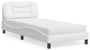 vidaXL Cama com colchão 80x200 cm couro artificial branco