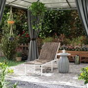 Espreguiçadeira Reclinável Espreguiçadeira Jardim com Rodas Encosto Ajustável em 5 Níveis 166x60x84 cm Castanho