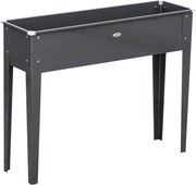 Outsunny Jardineira sobre pés quadrada para horta com orifício de drenagem aço galvanizado 100 x 30 x 80 cm cinza | Aosom Portugal