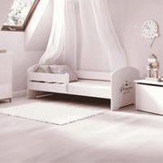 Cama infantil arte princesa LUK 160x80 branca com grades - colchão e estrado incluído
