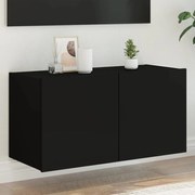vidaXL Móvel de parede para TV com luzes LED 80x35x41 cm preto