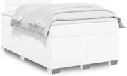 vidaXL Cama com molas/colchão 120x200 cm couro artificial branco