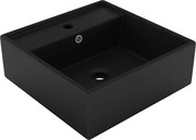 vidaXL Lavatório luxuoso quadrado 41x41 cm cerâmica preto mate