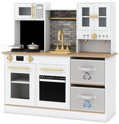 Cozinha de brinquedo de madeira com fogão e sons cozinha infantil com pia-Branco