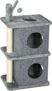 PawHut Árvore para gatos 3 níveis torre para gato 2 nichos e superfície de descanso confortável, bola 43 x 33 x 80 cm cinza escuro | Aosom Portugal