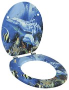 vidaXL Assento de sanita com tampa MDF design golfinhos
