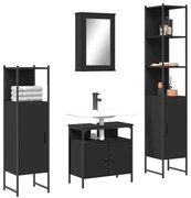 vidaXL 4 pcs conjunto móveis casa de banho derivados de madeira preto