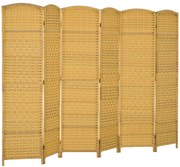 HOMCOM Biombo Dobrável de 6 Painéis Divisor de Ambientes 270x180 cm Ecrã de Privacidade de Polipropileno Madeira | Aosom Portugal