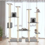 vidaXL Árvore p/ gatos c/ postes arranhadores sisal 174 cm cinza-claro