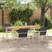 vidaXL Conjunto de Jantar de Jardim 5 Peças em Madeira de Teak e Aço Inoxidável.