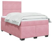 vidaXL Cama boxspring com colchão 120x190 cm veludo rosa