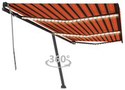 Toldo retrátil manual com LED 600x350 cm laranja e castanho