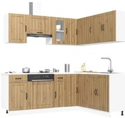 vidaXL 11 peças armário de cozinha conjunto Kalmar carvalho artesanal