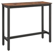 Mesa de bar VASAGLE, mesa de bar retangular estreita, mesa de cozinha, mesa alta de jantar de pub, estrutura de metal resistente, 120 x 40 x 100 cm, fácil montagem, design industrial, marrom rústico e preto LBT12X