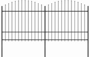 vidaXL Cerca de jardim com topo em forma de lança em aço 359x175 cm, preta