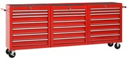 vidaXL Carrinho de ferramentas com 21 gavetas aço vermelho