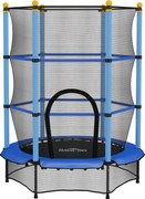 HOMCOM Trampolim para Crianças com Rede de Segurança e Estrutura de Aço para Interiores e Exteriores Carga 50kg Ø140x190 cm Azul | Aosom Portugal