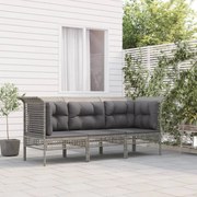 vidaXL 3 pcs conjunto lounge de jardim c/ almofadões vime PE cinzento