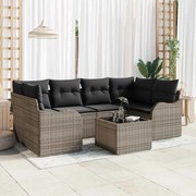 vidaXL Conjunto de Sofá de Jardim de 7 Peças com Almofadas Cinzas em Rattan