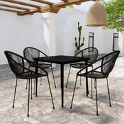 5 pcs Conjunto de jantar para jardim preto