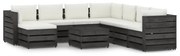 9 pcs conj. lounge jardim c/ almofadões madeira impreg. cinza