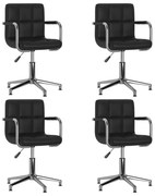 vidaXL Cadeiras de jantar giratórias 4 pcs couro artificial preto