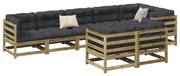 vidaXL 8 pcs conj. sofás jardim c/ almofadões madeira pinho impregnada