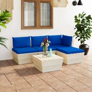 5 pcs conjunto lounge de paletes + almofadões madeira de abeto