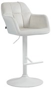 Banco de bar Natoma em veludo com estrutura branca 97-118 x 57 x 59 cm Creme