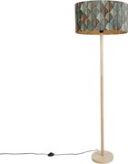 Candeeiro de pé de madeira com abajur oval de veludo com design de folha 50cm - Mels