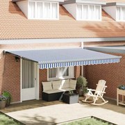 vidaXL Toldo Retrátil Manual Azul e branco 450 × 300 cm Tecido, Metal