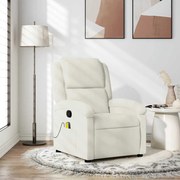 vidaXL Poltrona de massagens reclinável veludo cor creme