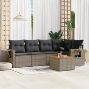 vidaXL 6 pcs conjunto sofás de jardim com almofadões vime cinzento