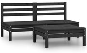 3 pcs conjunto lounge de jardim pinho maciço preto