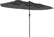 Outsunny Chapéu de Sol Duplo com 36 Luzes LED Solares 4x2 m Manivela UPF50+ Chapéu de Sol para Jardim Cinza Escuro | Aosom Portugal