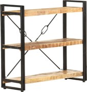 vidaXL Estante com 3 prateleiras 90x30x80 cm madeira mangueira maciça