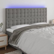 Cabeceira de cama c/ LED tecido 160x5x118/128 cm cinza-escuro