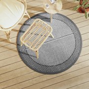 vidaXL Tapete de exterior Ø120 cm ARAKIL PP cinzento