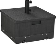 Outsunny Base para Chapéu de Sol Exterior 3 em 1 Mesa Auxiliar Vaso com Drenagem Recarregável com Areia 80 kg Preto | Aosom Portugal