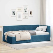 vidaXL Estrutura de Cama de Canto Azul 90 cm x 200 cm Veludo