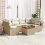 vidaXL Conjunto de Sofá de Jardim 7 pcs Bege Rattan Sintético