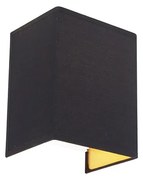 Candeeiro de parede moderno preto e dourado com abajur de tecido - Vete Moderno