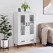 vidaXL Aparador alto 69,5x31x115 cm derivados madeira branco brilhante