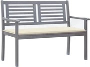 vidaXL Banco de jardim 2 lugares c/ almofadão 120 cm eucalipto cinza