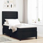 vidaXL Cama Box com colchão com cabeceira Preto 100 x 200 cm tecido