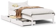 vidaXL Estrutura de cama com gavetas 75x190 cm pinho maciço branco